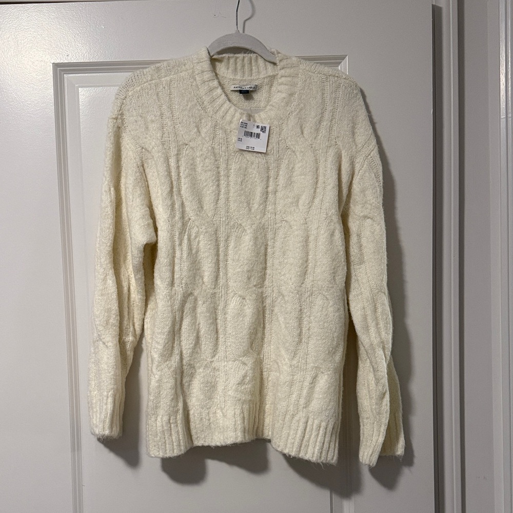 American Eagle Outfitters Cream Cable Knit Sweater